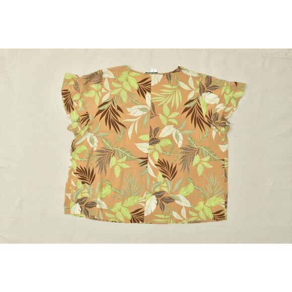 NEW Lane Bryant Plus Size 26 Brown Tropical Leaf Top Blouse Polyester - Picture 2 of 8